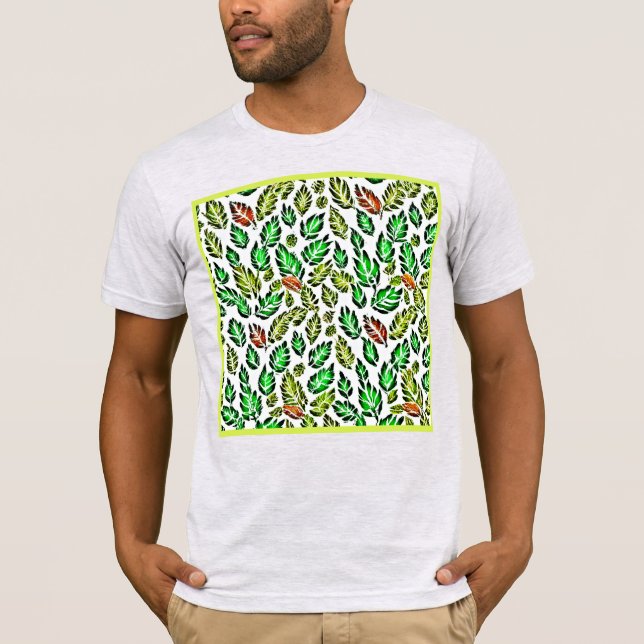 Vivid Color Burst Leaves Pattern T-Shirt (Front)