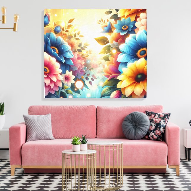 Vivid Color Flowers Canvas  Print (Insitu(LivingRoom))