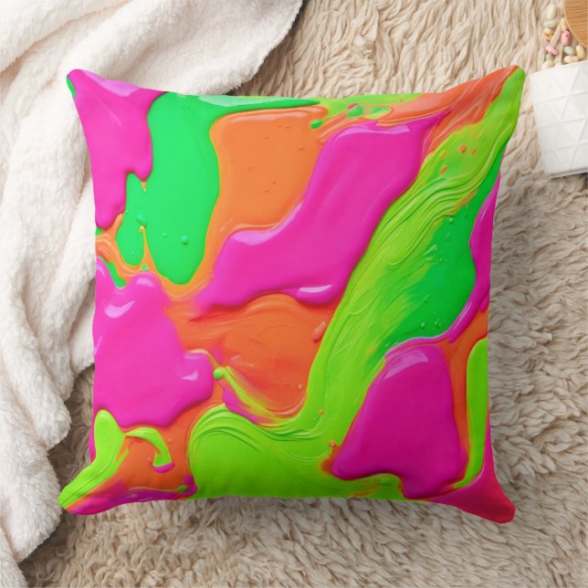 Vivid Color Fusion Throw Pillow (Blanket)
