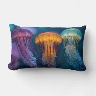 Vivid color jellyfish lumbar pillow