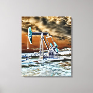 Vivid Color Oilwell Pumping (pump jack) Unit Canvas Print