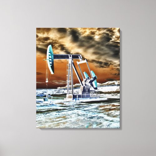 Vivid Color Oilwell Pumping pump jack Unit Canvas Print