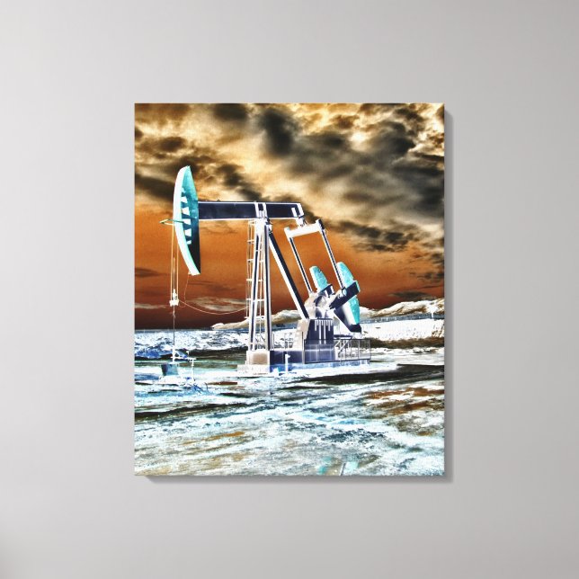 Vivid Color Oilwell Pumping (pump jack) Unit Canvas Print (Front)