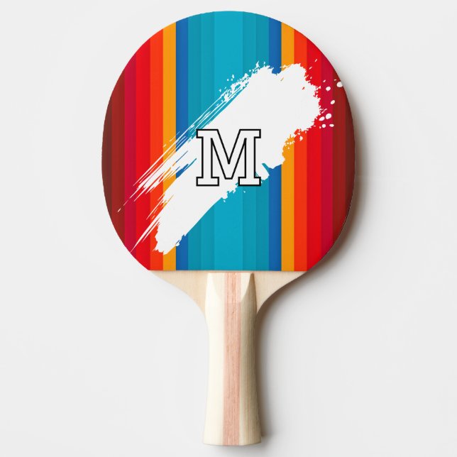 Vivid color Stripes with Monogram Ping Pong Paddle (Front)