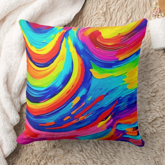  Vivid Color Vortex Throw Pillow (Blanket)