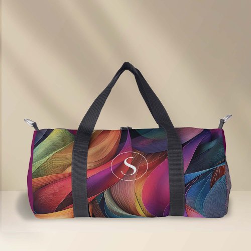 Vivid Colorful Abstract Pattern Monogram Duffle Bag