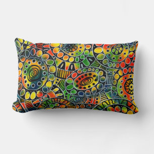 Vivid Colorful Circles and Ovals Original Abstract Lumbar Pillow