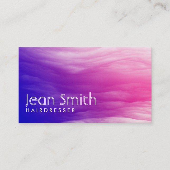 Vivid Colorful Clouds Hairdresser Business Card (Front)