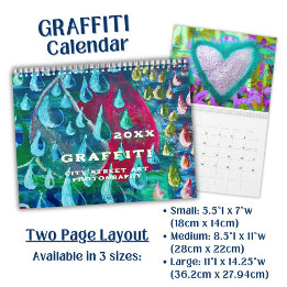 Vivid Colorful Graffiti Street Art Photography - Calendar