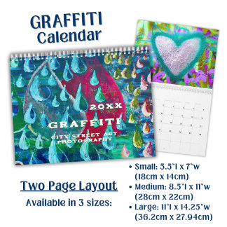Vivid Colorful Graffiti Street Art Photography - Calendar