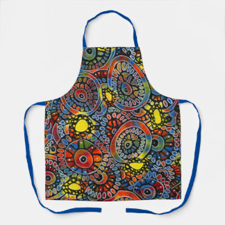 Vivid Colorful Oval Corals Original Abstract Art Apron
