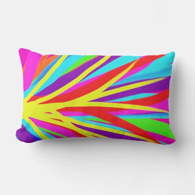 Vivid Colorful Paint Brush Strokes Girly Art Lumbar Pillow (Front)