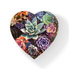 Vivid Colorful Succulent Garden Glass Paperweight