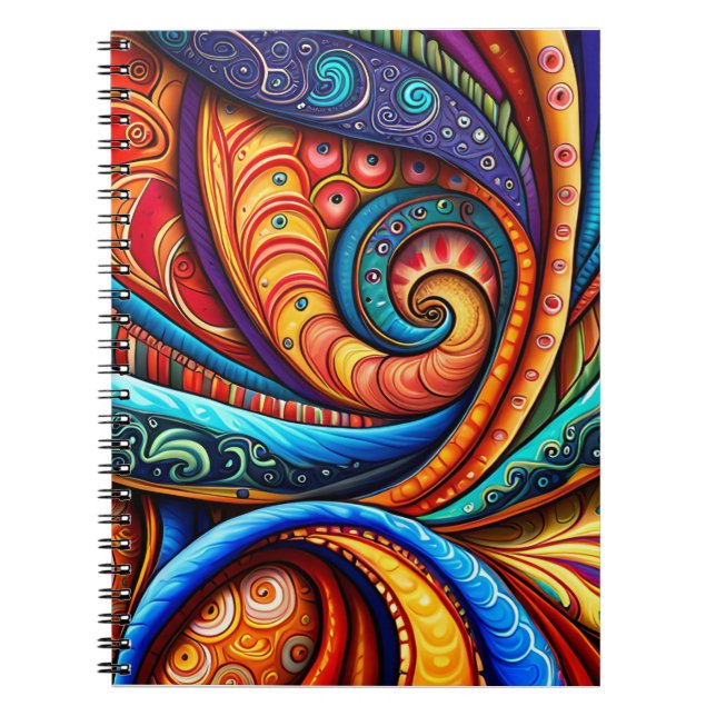 Vivid Colorful Swirls Notebook (Front)
