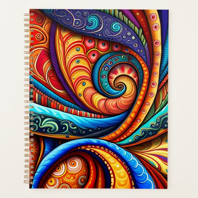 Vivid Colorful Swirls Planner (Front)