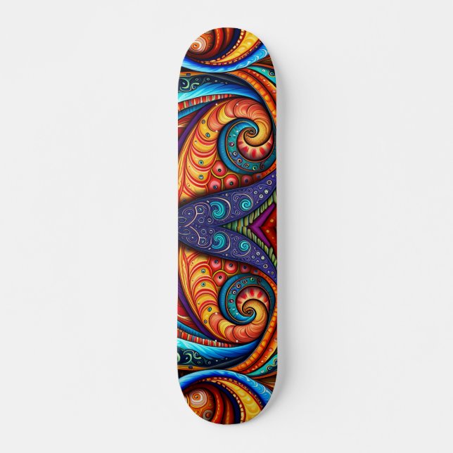 Vivid Colorful Swirls Skateboard (Front)
