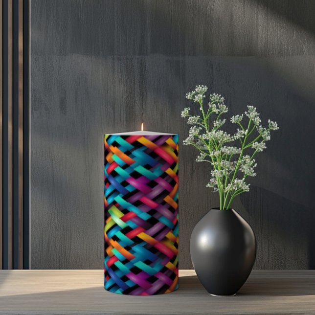 Vivid Colors Basketweave Pillar Candle (Creator Uploaded)