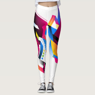 Vivid Colors Geometric Abstract Design Leggings