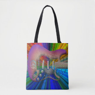 Vivid Colors Peace Guitar Full Image Tote Bag
