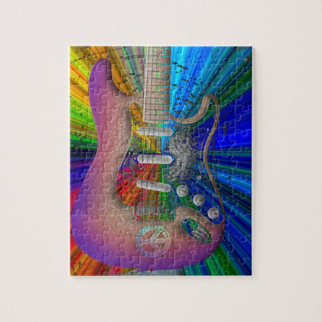 Vivid Colors Peace Guitar Puzzle (Vertical)