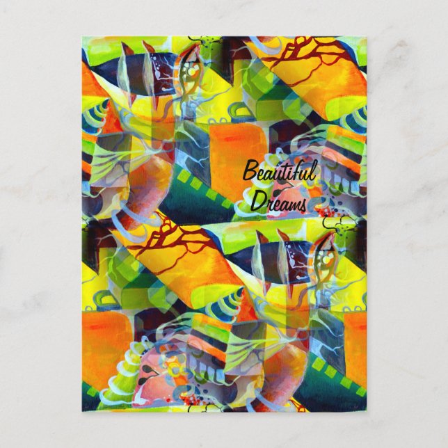 Vivid Contemporary Dreams in Watercolor Artwork Postcard (Front)
