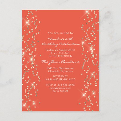 Vivid Coral Pantone Wedding Bridal Shower Sweet 16 Postcard