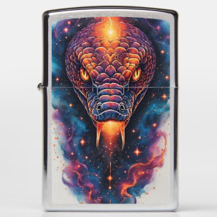 Vivid Cosmic Serpent With Expansive Space Zippo Lighter