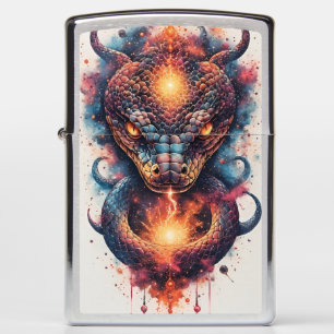 Vivid Cosmic Serpent With Expansive Space Zippo Lighter