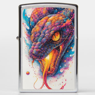 Vivid Cosmic Serpent With Expansive Space Zippo Lighter