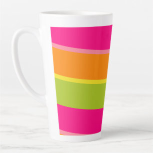 Vivid, Cute Hot Pink, Green, Orange, and Yellow Latte Mug
