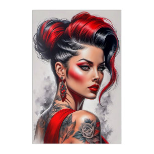 Vivid Cyberpunk Woman Portrait  Acrylic Print