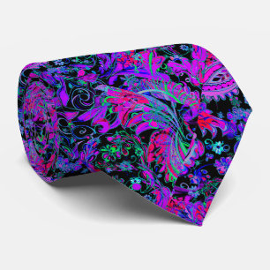 Vivid Dark Blue Purple Paisley Pattern Neck Tie