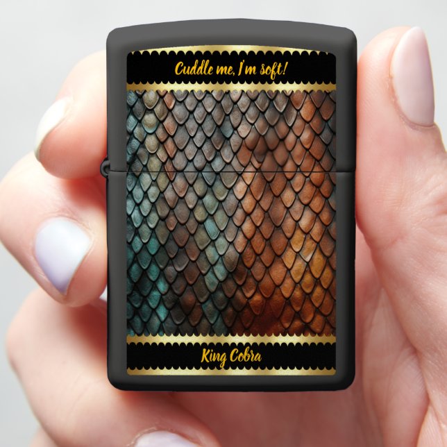 Vivid details of a venomous snakeskin zippo lighter (In Hand)