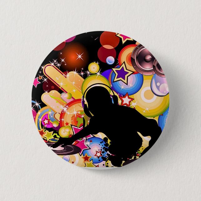 Vivid DJ Music Wall Art | Modern Gloslossy Poster Button (Front)