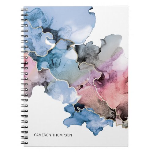 Vivid Dreamscape Personalized Alcohol Ink Spiral Notebook