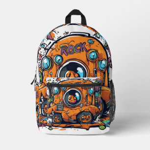 Vivid Drive: Orange Car Adventure Printed Backpack