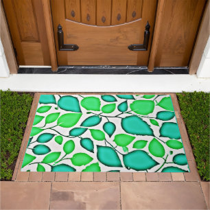 Vivid Elegance Leaves Pattern Doormat