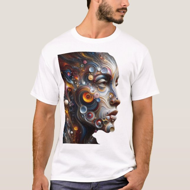 Vivid Expressions: Abstract Human Face Art T-Shirt (Front)