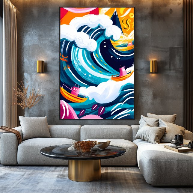 Vivid Fauvist Vision of The Great Wave Canvas Print (Creator Uploaded)