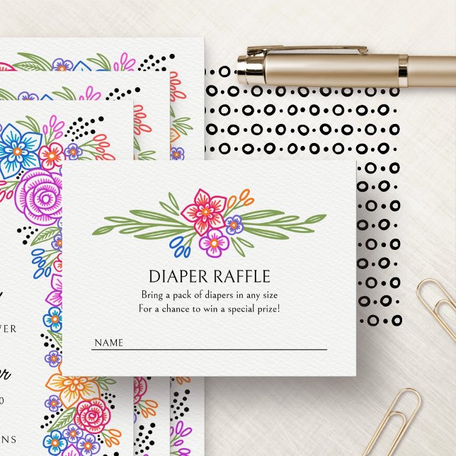 Vivid Floral Fiesta Diaper Raffle Shower Enclosure Card (Creator Uploaded)