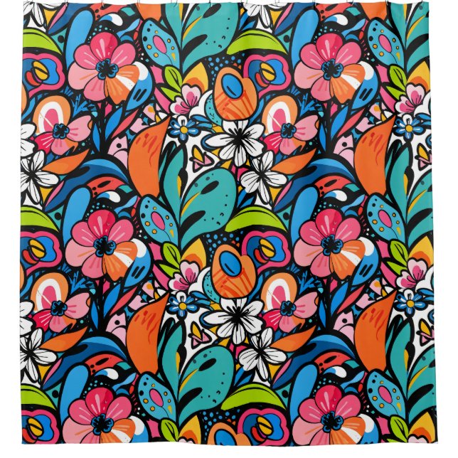 Vivid Floral Garden Bliss Shower Curtain (Front)