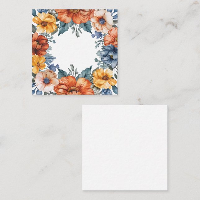 Vivid Floral Watercolor Frame Note Card (Front/Back)