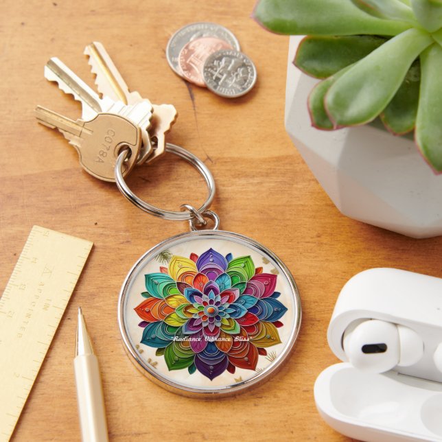 "Vivid Flower Mandala" Keychain (Desk)
