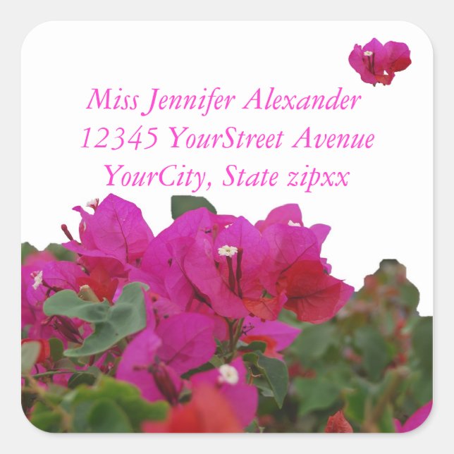 Vivid Flowers Return Address Square Sticker (Front)