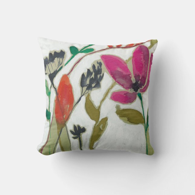 Vivid Flowers Throw Pillow (Front)