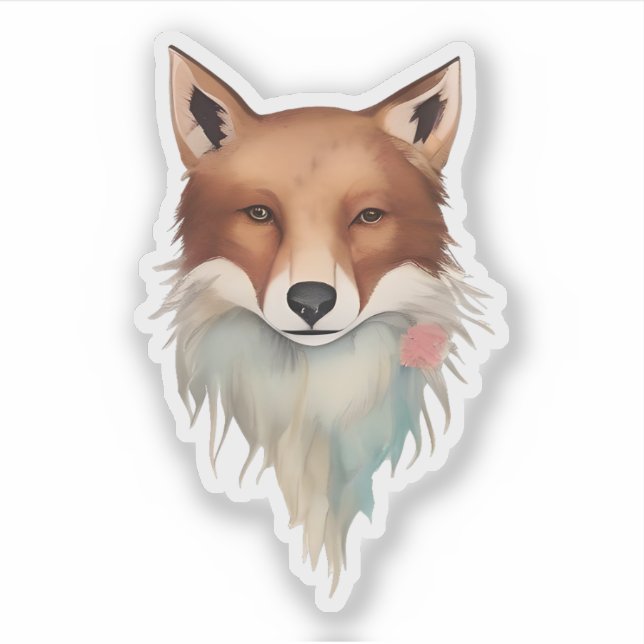 Vivid Fox Portrait – Majestic Forest Guardian Sticker (Front)