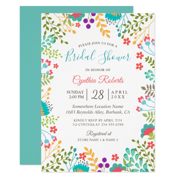 Vivid Fresh Spring Floral Cute Bridal Shower Invitation