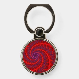 Vivid Fuchsia Red and Purple Fractal Spiral Phone Ring Stand