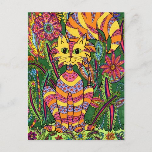Vivid Garden Cat 2 Postcard