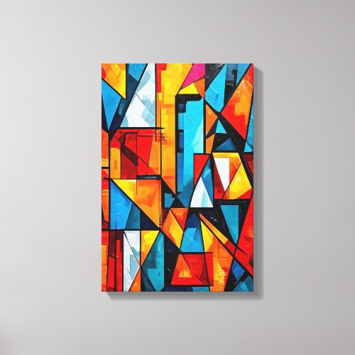 Vivid Geometric Abstract _ Dynamic Cubist Wall Art